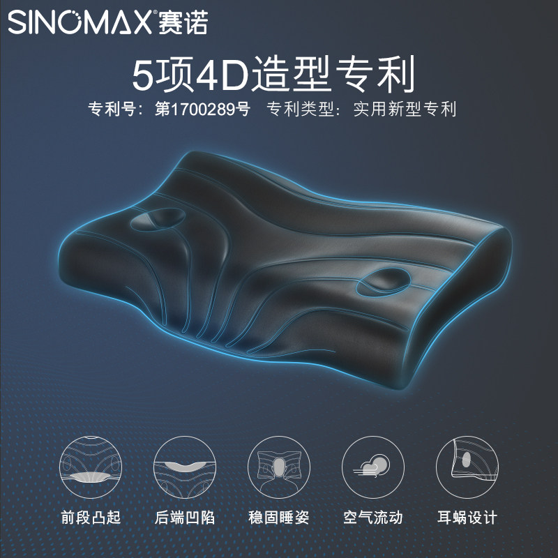 sinomax赛诺4D记忆棉枕头慢回弹记忆棉护颈椎枕助眠保健枕正品