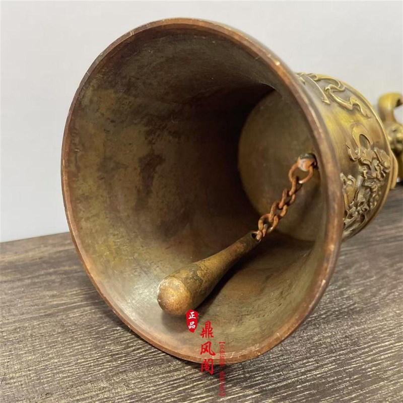 道家三清铃纯黄铜天蓬铃帝钟法器手摇铃三叉铃法道士铃铛大号摆件