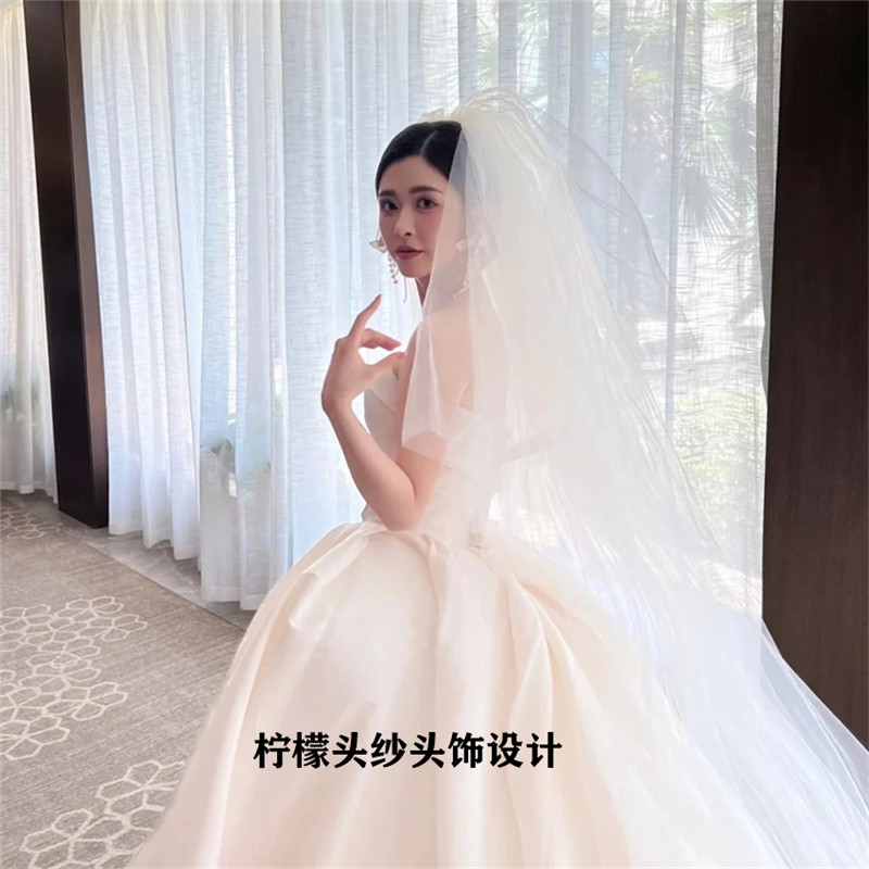 新娘主婚纱头纱多层韩式超长款蓬蓬头饰素纱婚纱摄影结婚新款头饰