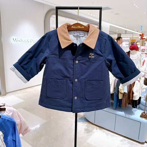 2026秋冬新品儿童翻领开衫韩国巧克力童装上衣棉服外套宝宝夹克衫