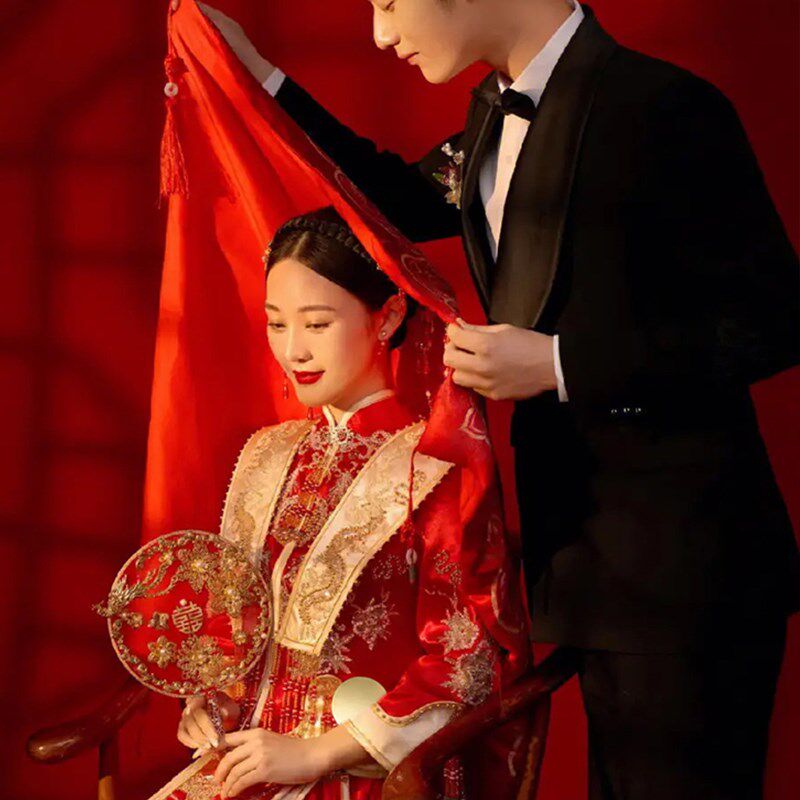 结婚镜子挂胸前纯铜八卦镜铜镜真品法器仿古小怀镜压腰镜陪嫁一对