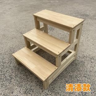 实木家用梯凳子阳台三层阶梯楼梯踏步3步台阶登高窗台4层两用脚踏