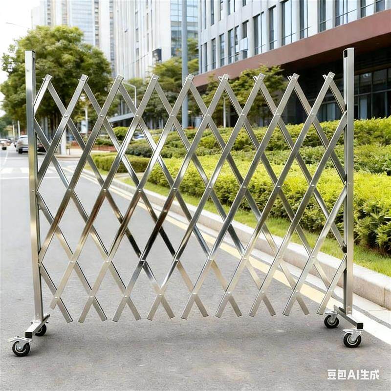 不锈钢伸缩围栏幼儿园防护栏施工围挡安全隔离栏可移动折叠防护栏