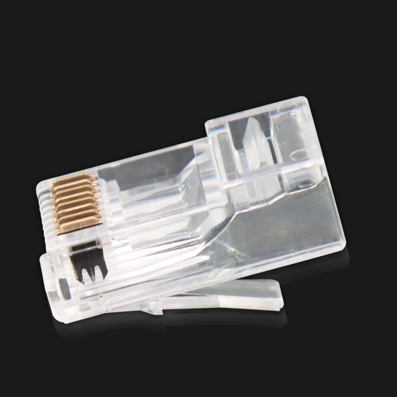 CAT6六类网络水晶头工程镀金50U千兆水晶头6类网线接头100个一罐