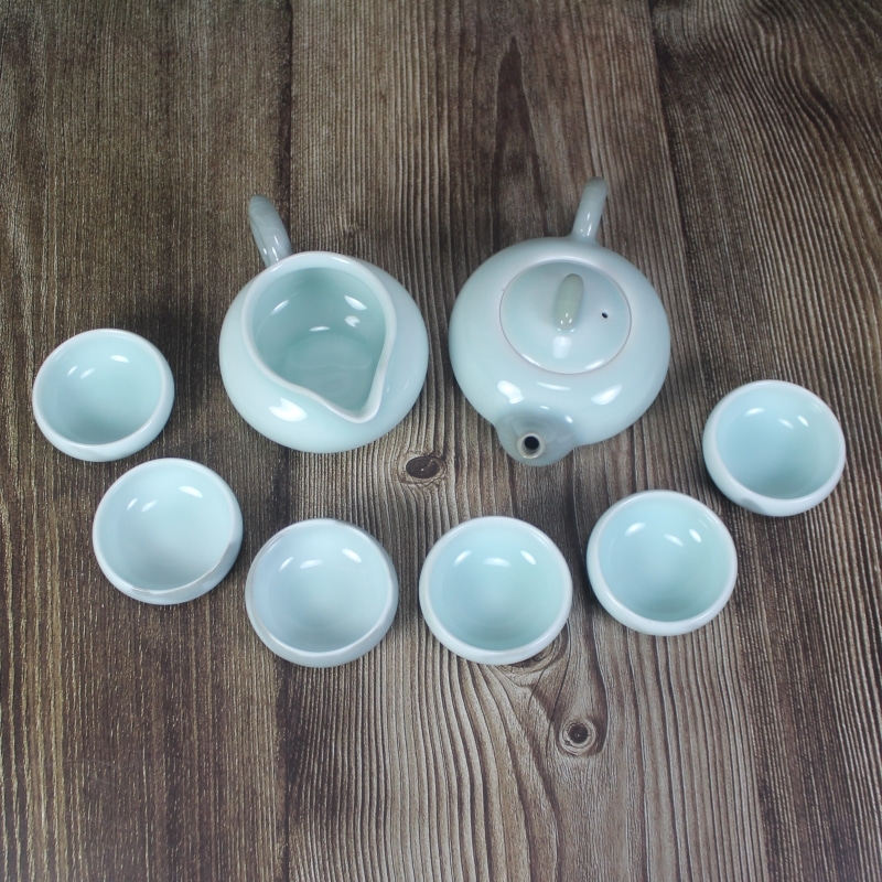 青瓷整套功夫茶具 陶瓷过滤茶壶弟窑哥窑开片功夫茶杯套装