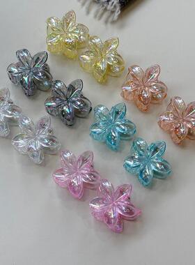 欧美跨境鸡蛋花朵发夹透明4cmAB彩抓夹盘发鲨鱼夹渐变发抓发饰女