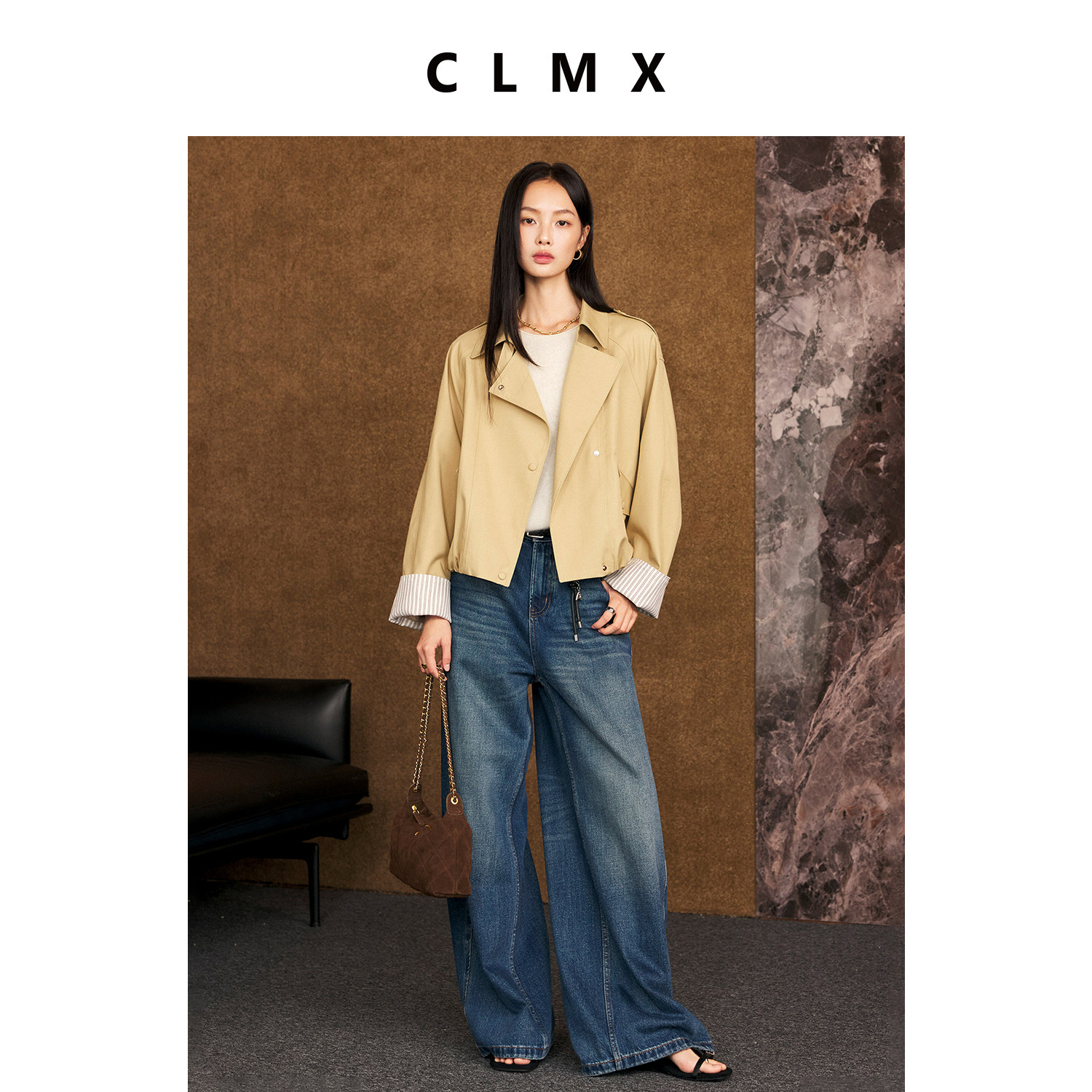 CLMX莱赛尔棉短款风衣女秋季