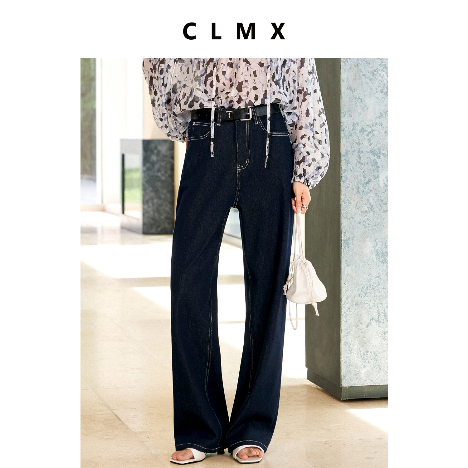 CLMX莱赛尔棉微弹直筒牛仔裤女