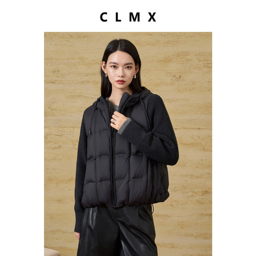 CLMX绵羊毛锦纶长袖抽绳羽绒服