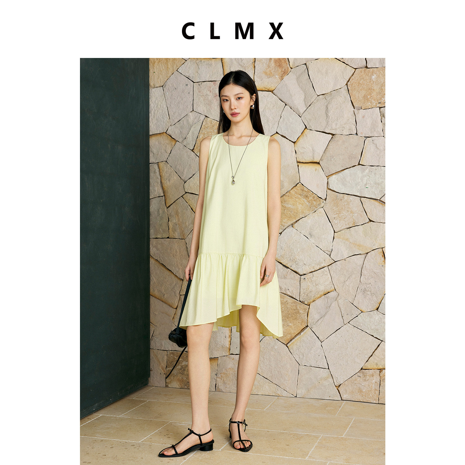 CLMX棉质不对称A字夏季连衣裙
