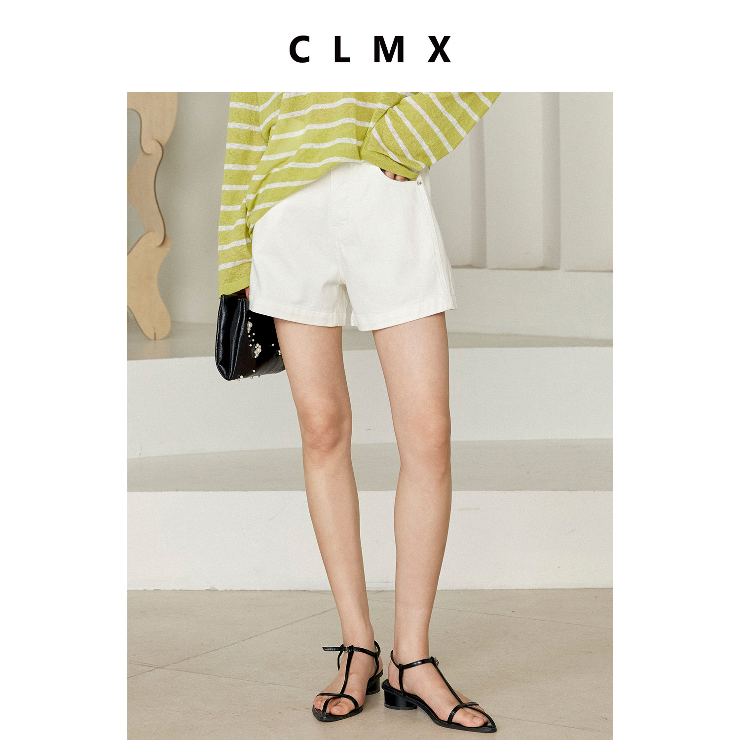 CLMX复古百搭阔腿牛仔热裤女