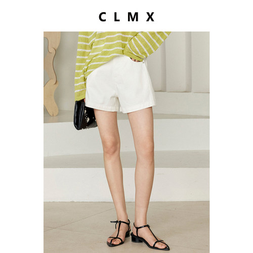 CLMX复古百搭阔腿牛仔热裤女