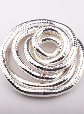 速卖通亚马逊生产制造5mm 90cm白K镀铁弯曲柔性弯曲蛇项链外贸