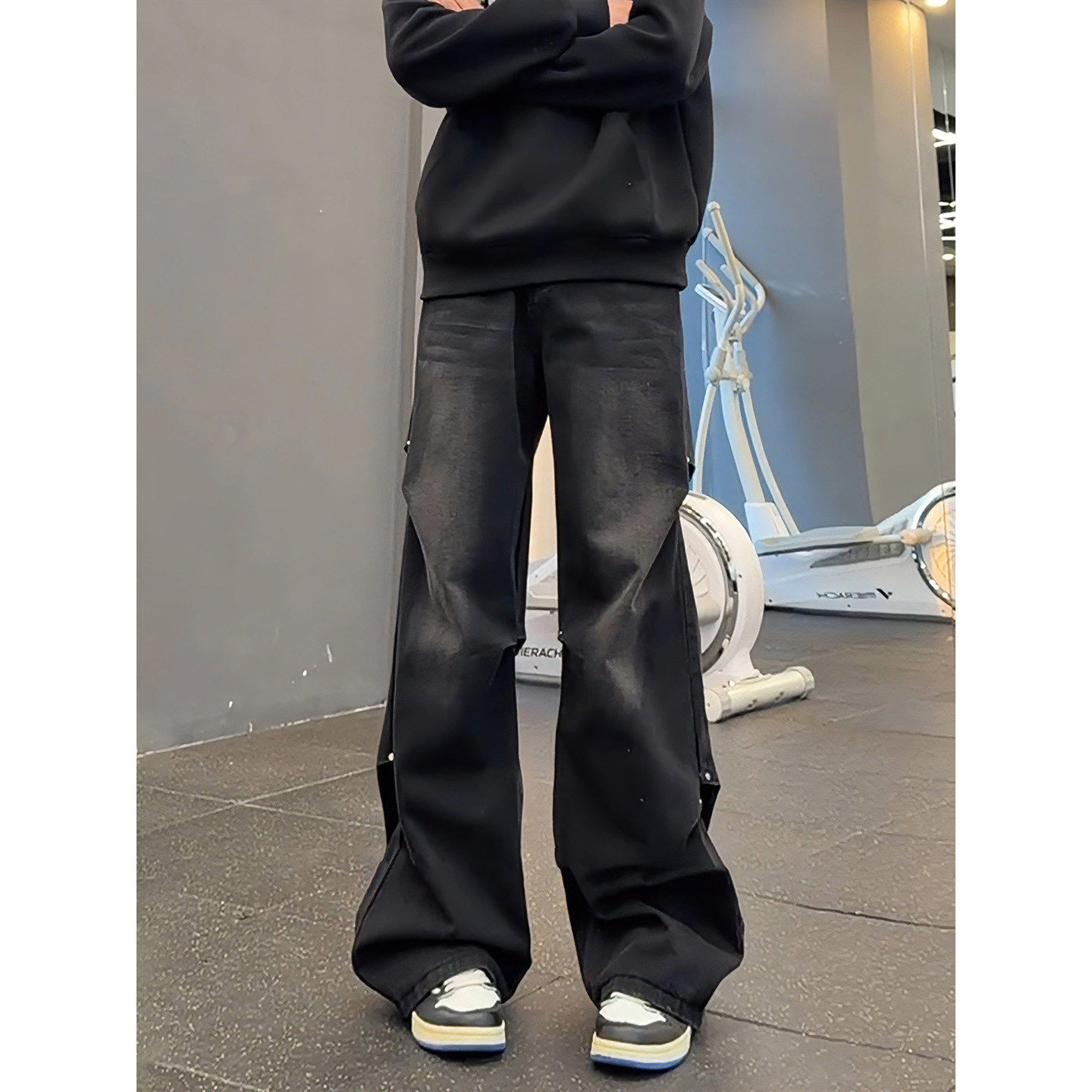 水洗复古褶皱阔腿牛仔裤男款秋冬美式高街裤子直筒宽松伞兵工装裤,男装,牛仔裤,淘宝优惠券,粉丝福利购,淘宝优惠卷