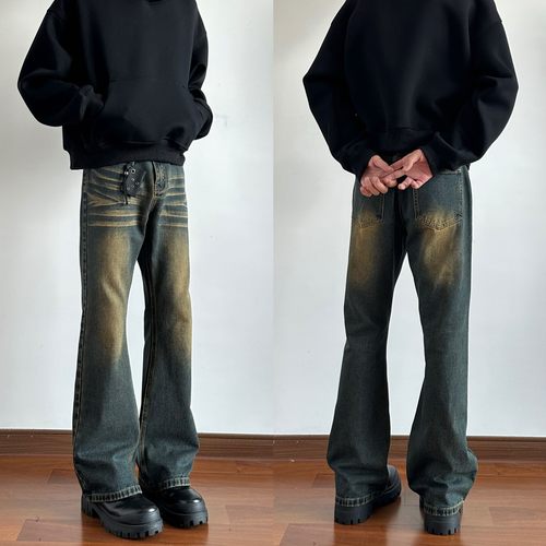 复古蓝水洗牛仔裤男美式高街裤子