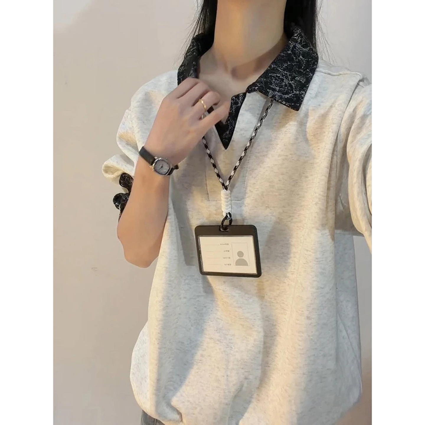 假两件卫衣男穿搭翻领长袖polo衫