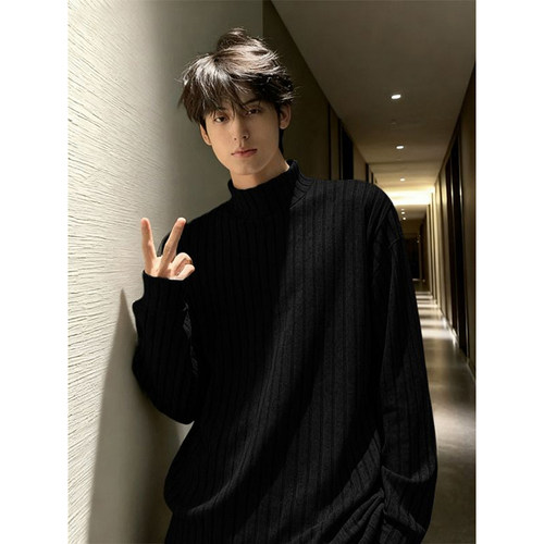 半高领加绒卫衣加厚内搭长袖t恤