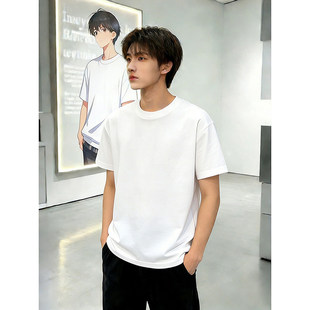 cleanfit白色正肩t恤男款夏季重磅新疆纯棉短袖美式内搭打底半袖