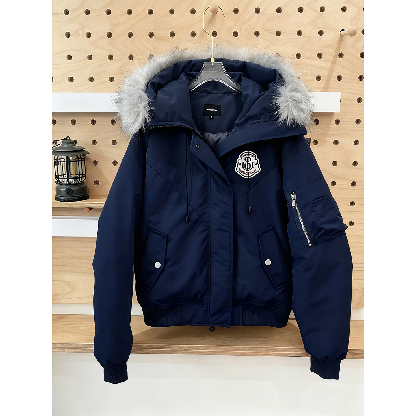 美式羽绒棉服男工装连帽毛领外套