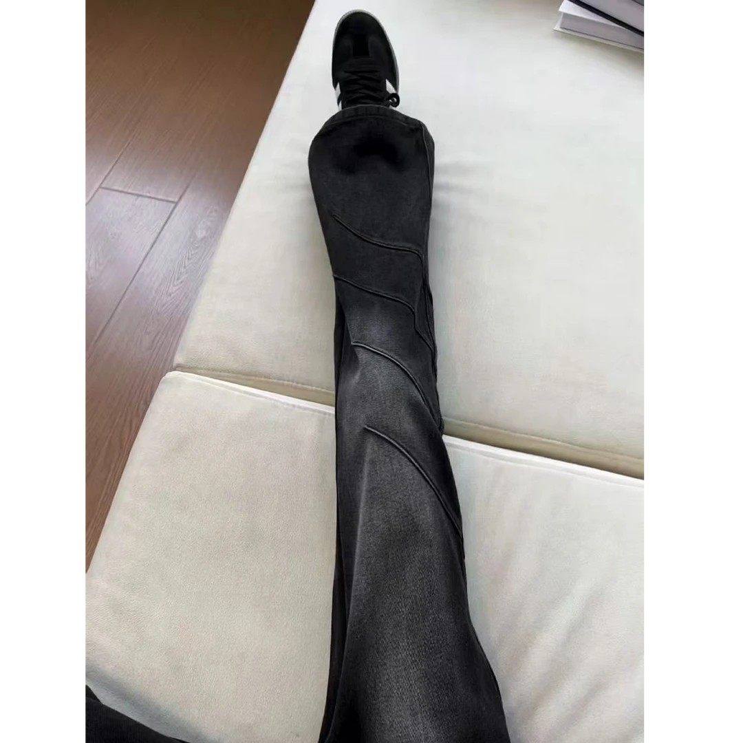 美式褶皱加绒微喇牛仔裤男款秋冬修身显瘦裤子斜切直筒弯刀工装裤,男装,牛仔裤,淘宝优惠券,粉丝福利购,淘宝优惠卷