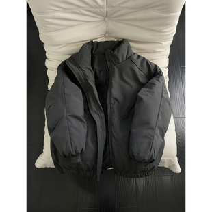 深灰色美式工装羽绒棉服男款冬季加厚保暖棉衣外套立领短款派克服