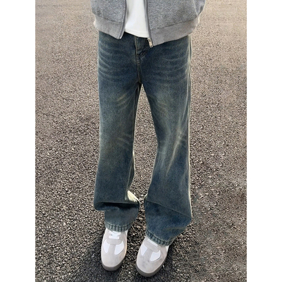 微喇猫须牛仔裤男款美式高街裤子