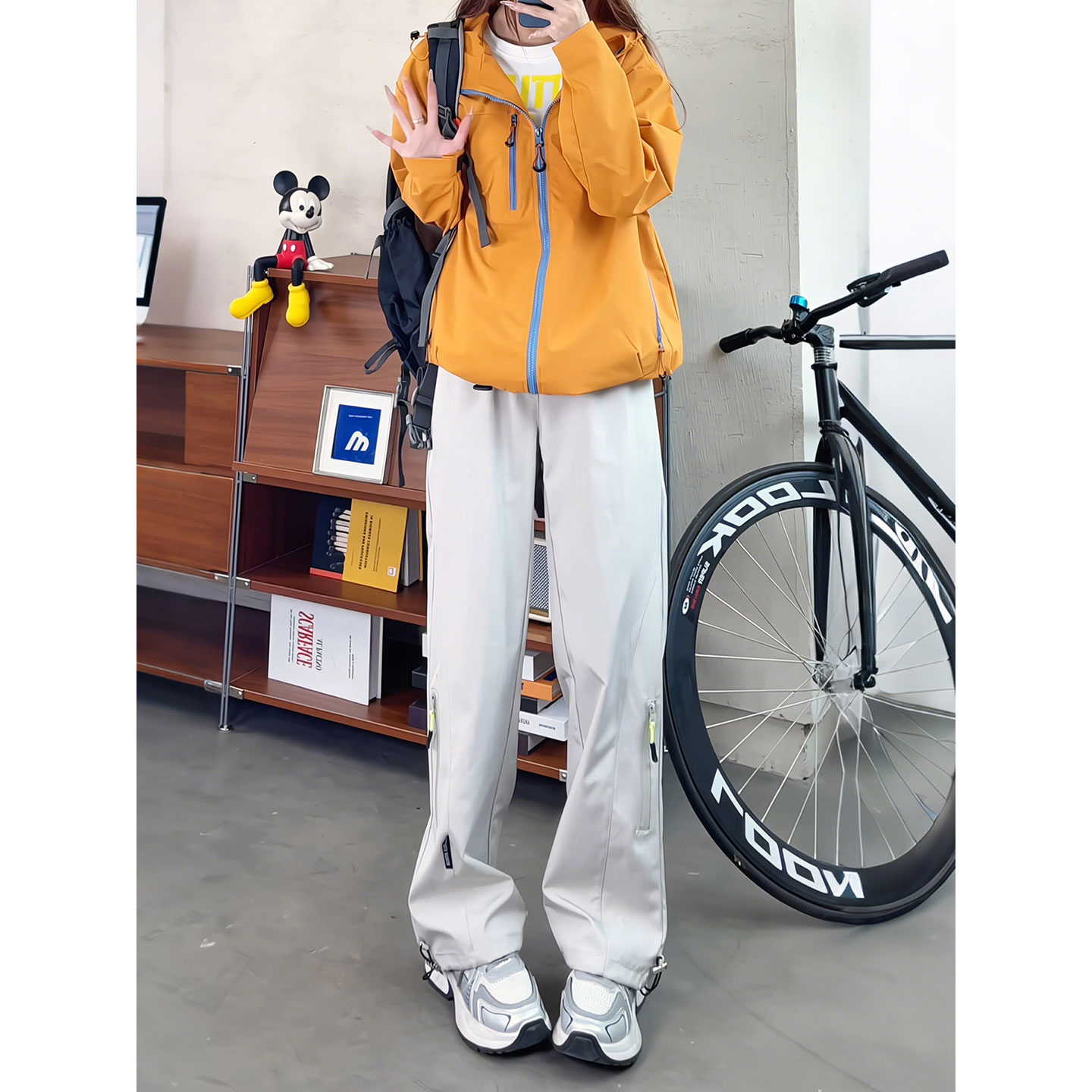 软壳加绒冲锋裤男美式直筒工装裤