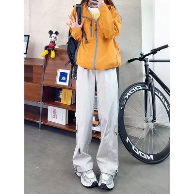 软壳加绒冲锋裤男美式直筒工装裤