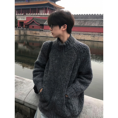 拉链开衫毛衣男秋冬高级感针织衫