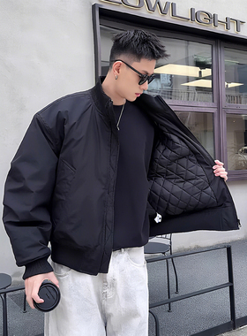 黑色美式ma1飞行夹克棉服男冬季加厚棉衣外套短款立领棒球服棉袄