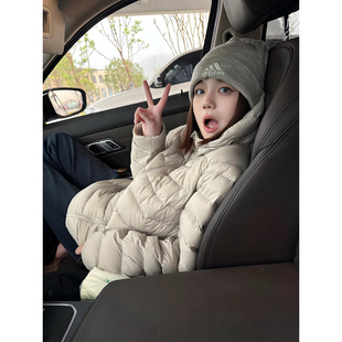 浅灰色轻薄排骨羽绒服男女冬季保暖加厚棉衣外套连帽防寒内胆棉服