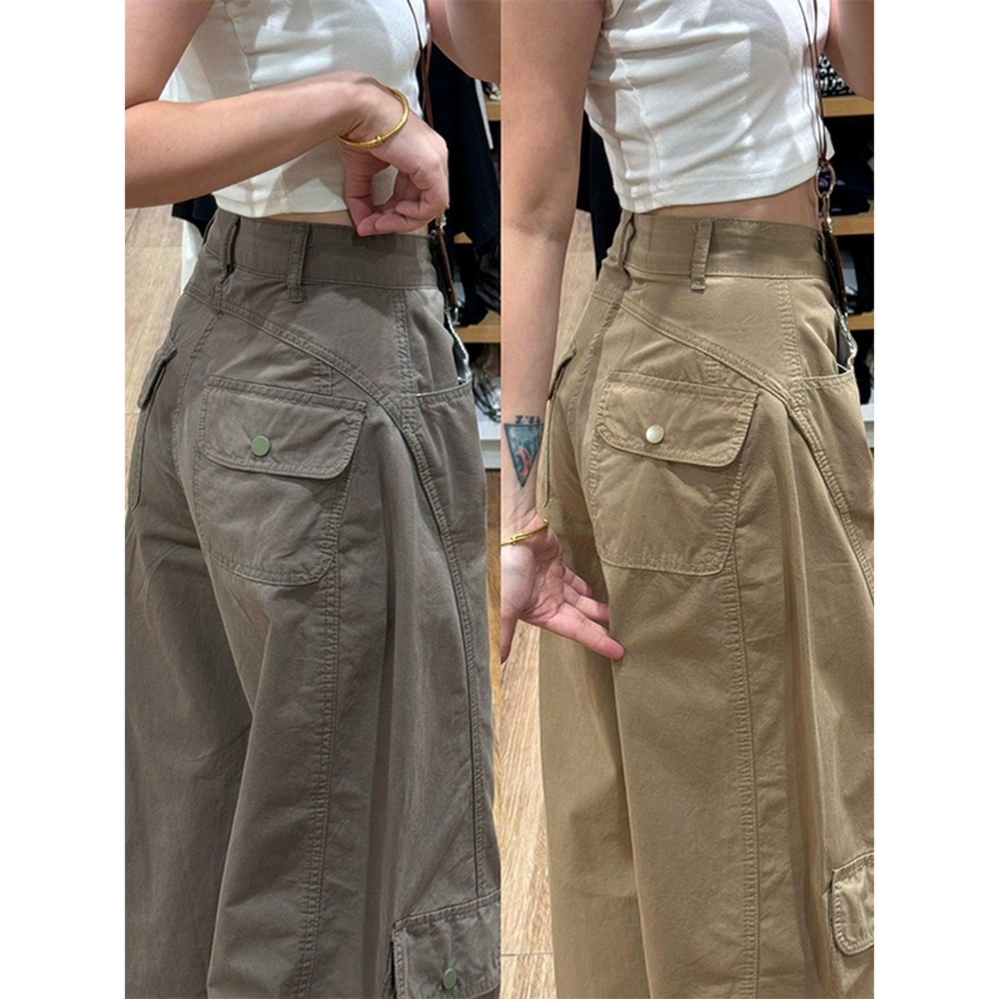 美式复古斜切弯刀工装裤男款秋季多口袋裤子显瘦宽松直筒休闲长裤,男装,休闲裤,淘宝优惠券,粉丝福利购,淘宝优惠卷