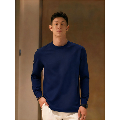 重磅纯棉长袖T恤男秋季正肩卫衣