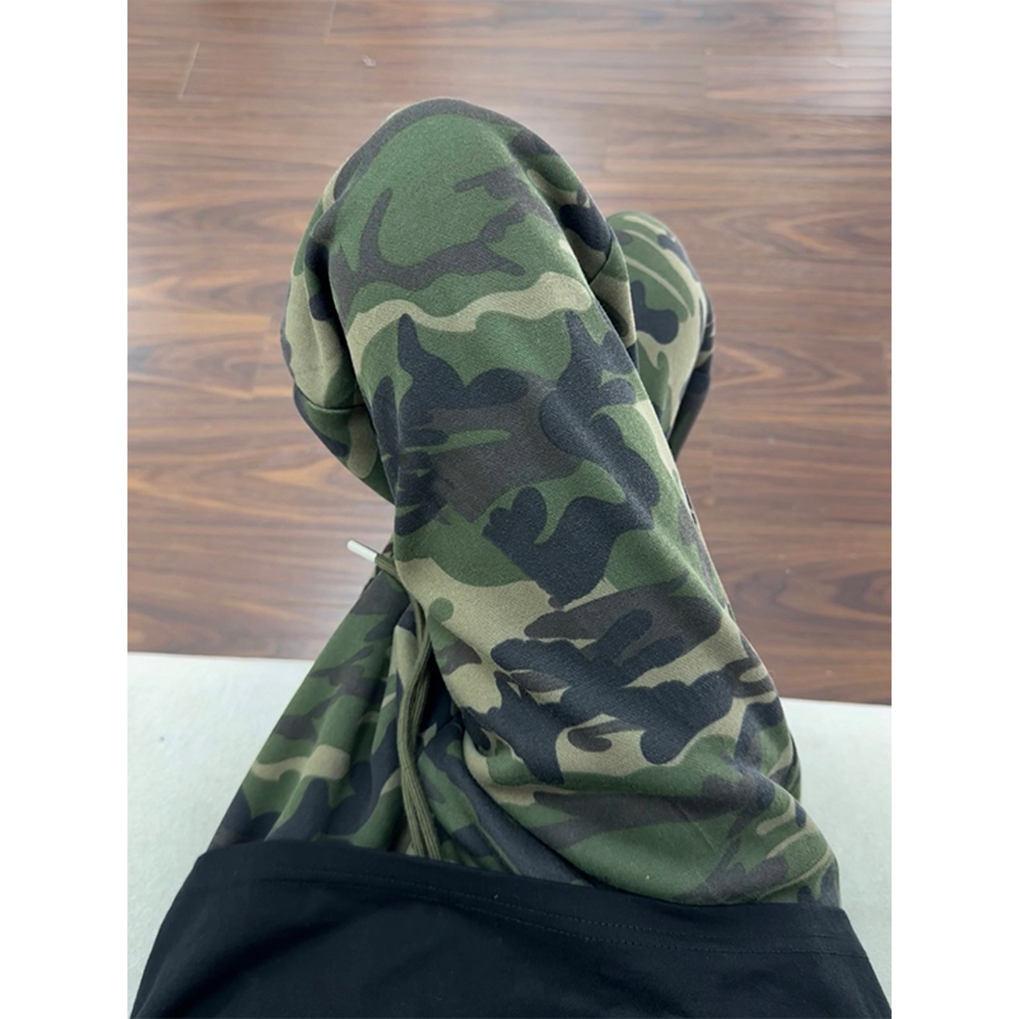 复古迷彩卫裤男美式高街微喇裤子