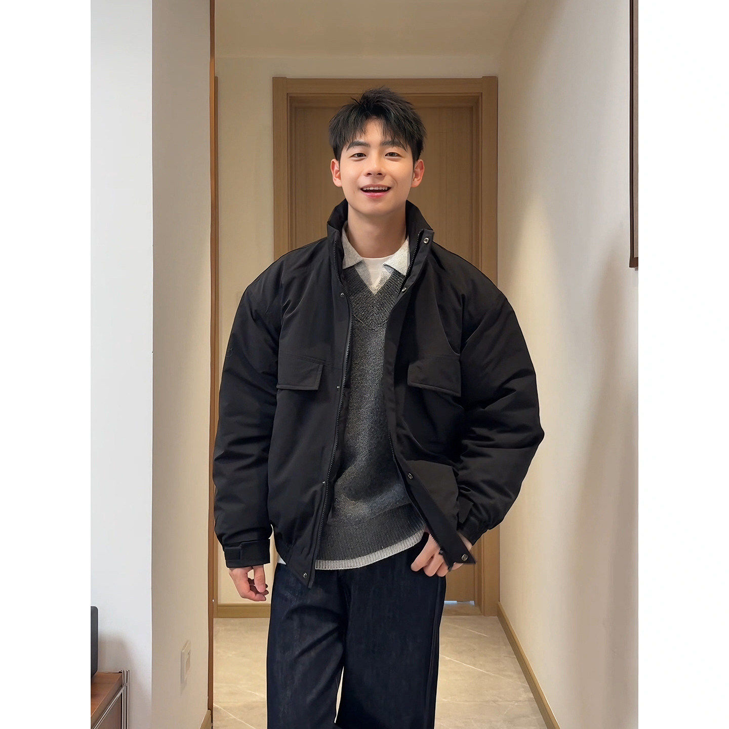 美式黑色立领棉服男款冬季加厚工装夹棉外套boxy短宽保暖飞行夹克,男装,棉衣,淘宝优惠券,粉丝福利购,淘宝优惠卷