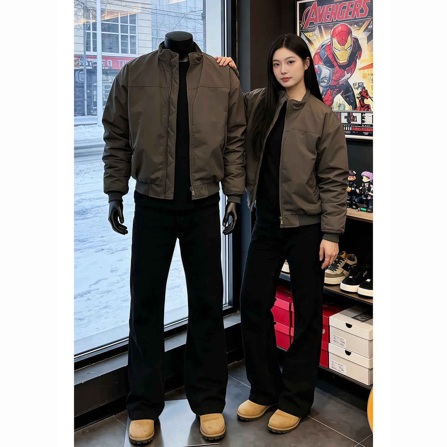 美式三防飞行夹克外套男款秋冬季廓形短款棉服加厚立领工装冲锋衣