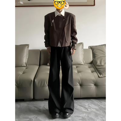 加绒微喇西裤男垂坠感高级感裤子