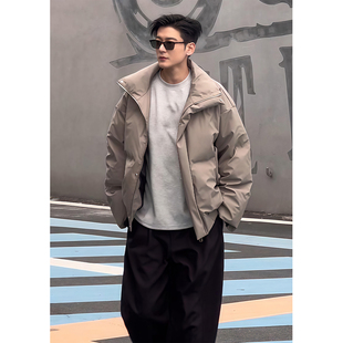 卡其色美式羽绒棉服男款冬季加厚保暖棉衣外套防寒立领短款面包服