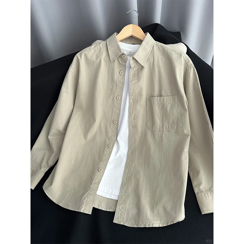 日系工装衬衫男长袖纯棉休闲衬衣