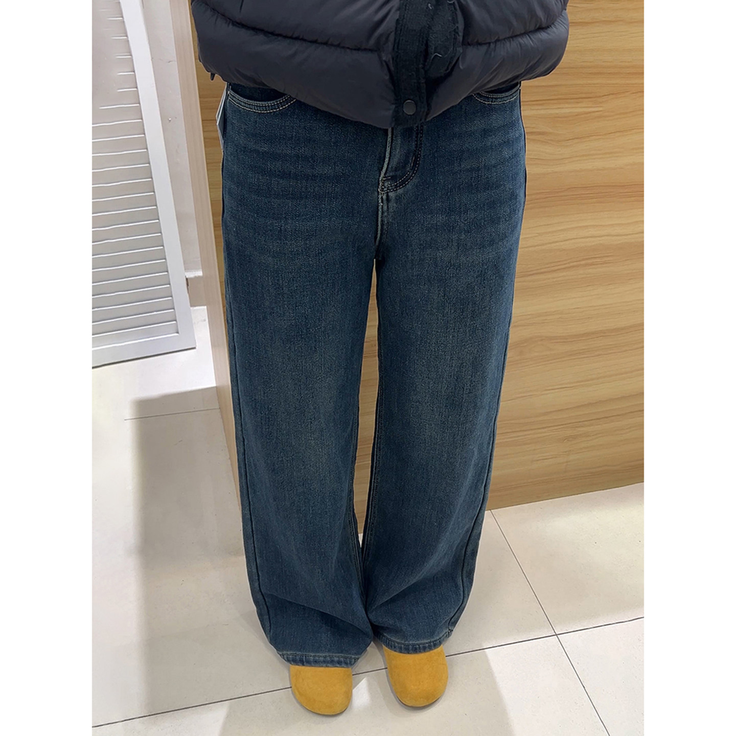 深蓝色复古阔腿牛仔裤男款秋冬加厚美式高街裤子宽松显瘦微喇长裤,男装,牛仔裤,淘宝优惠券,粉丝福利购,淘宝优惠卷