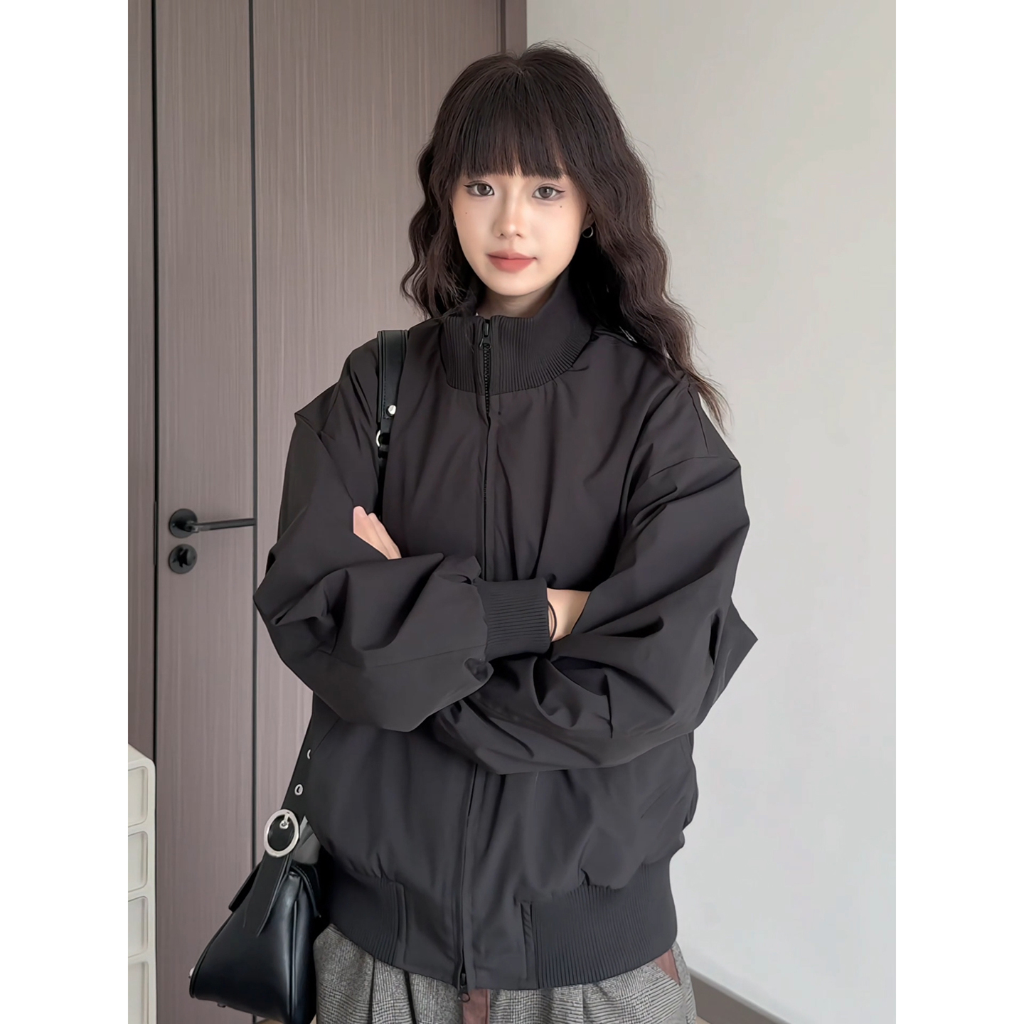 美式飞行员夹克男设计感廓形外套