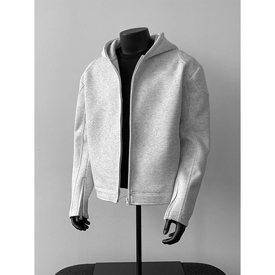 白花灰开衫卫衣男款拉链连帽外套
