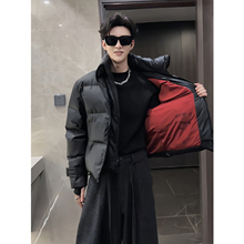 假两件美式高街羽绒服男款冬季设计感立领面包服红内加厚棉衣外套