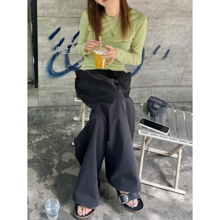 上装 绿色防晒罩衫 t恤微透夏季 长袖 薄纱上衣女夏天多巴胺轻薄修身