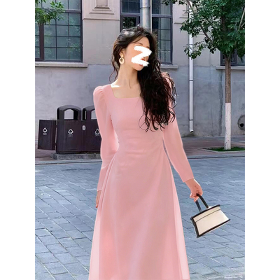 粉色长袖连衣裙女【赠运费险】