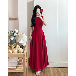 红色连衣裙女轻奢微胖独特漂亮绝美长裙子订婚礼服结婚回门新款