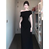 黑色礼服春夏季 连衣裙女微胖绝美性感纯欲裙子高级感长裙御姐新款
