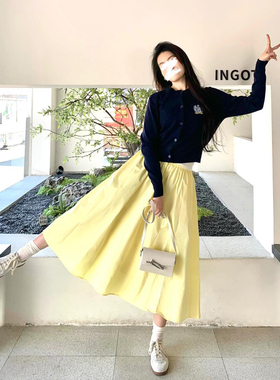 黄色半身裙女迪士尼穿搭大人白雪公主长裙子秋冬季法式多巴胺成人