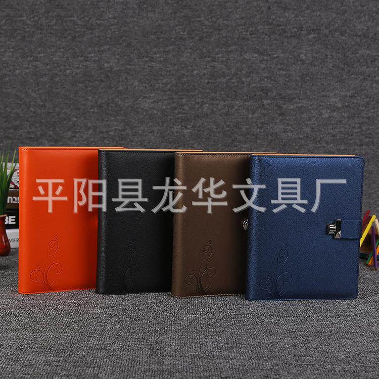 厂家直供骑马钉PU皮道林纸记事本 会议商务本子 活页夹本