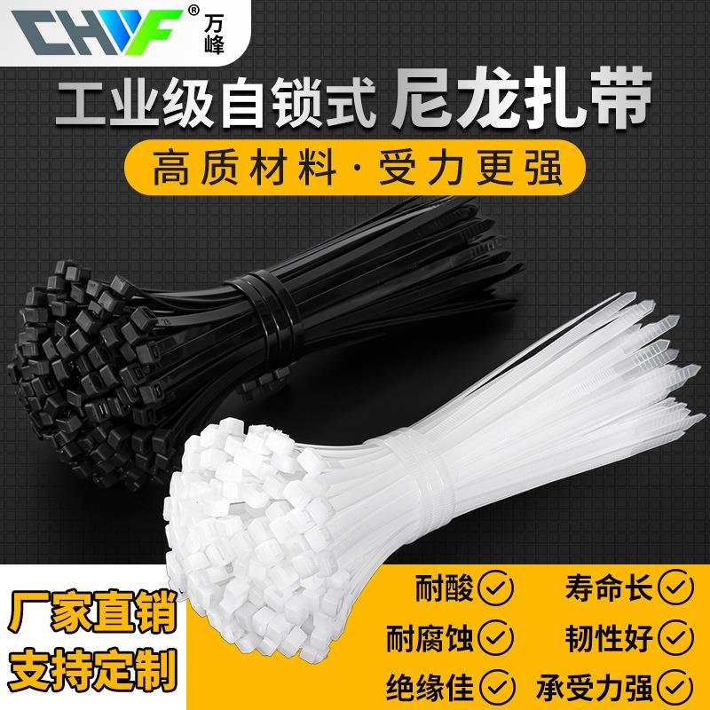 自锁尼龙扎带白黑色塑料束线带捆绑带捆扎3X4X5X200X250X300